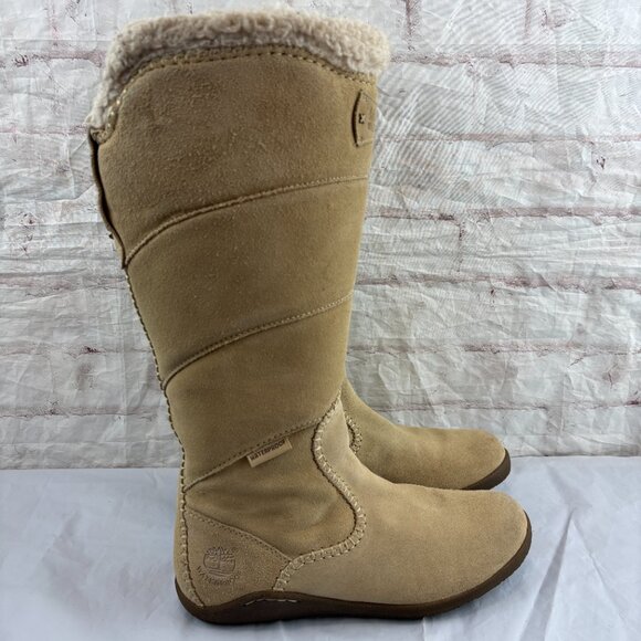 Timberland Women's 8.5 Beige Suede Insulated Tall Waterproof Winter Boots - Picture 4 of 15